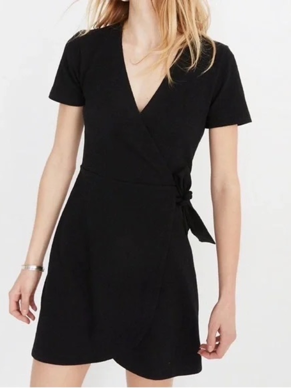 Madewell Texture & Thread Black Wrap Dress (Med)